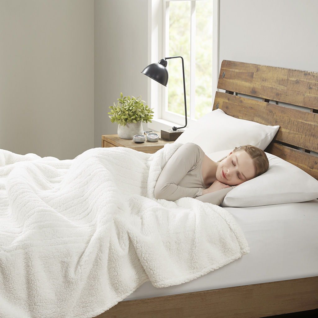 Sherpa - Twin Heated Blanket - Ivory