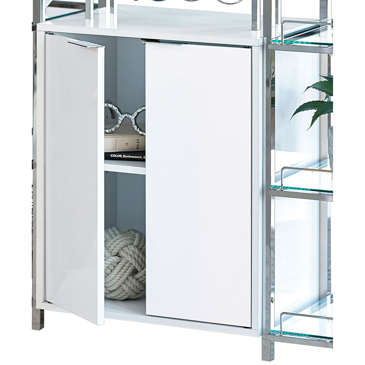 Parsley - 2 Door Bar Cabinet With Built In Charging Ports - Glossy White