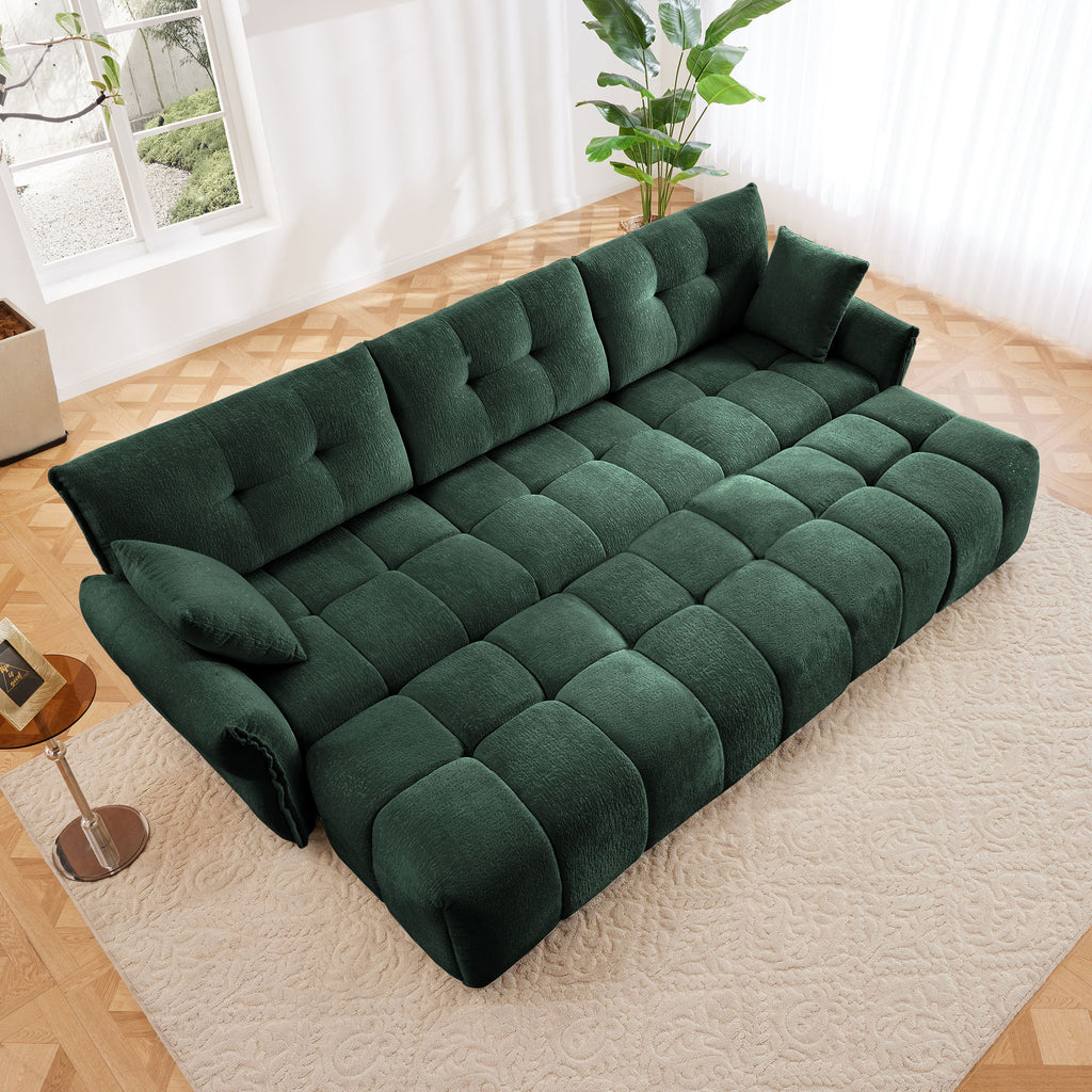 Sofa Set With Ottoman And Pillows, Textured, High Resilience Cushions