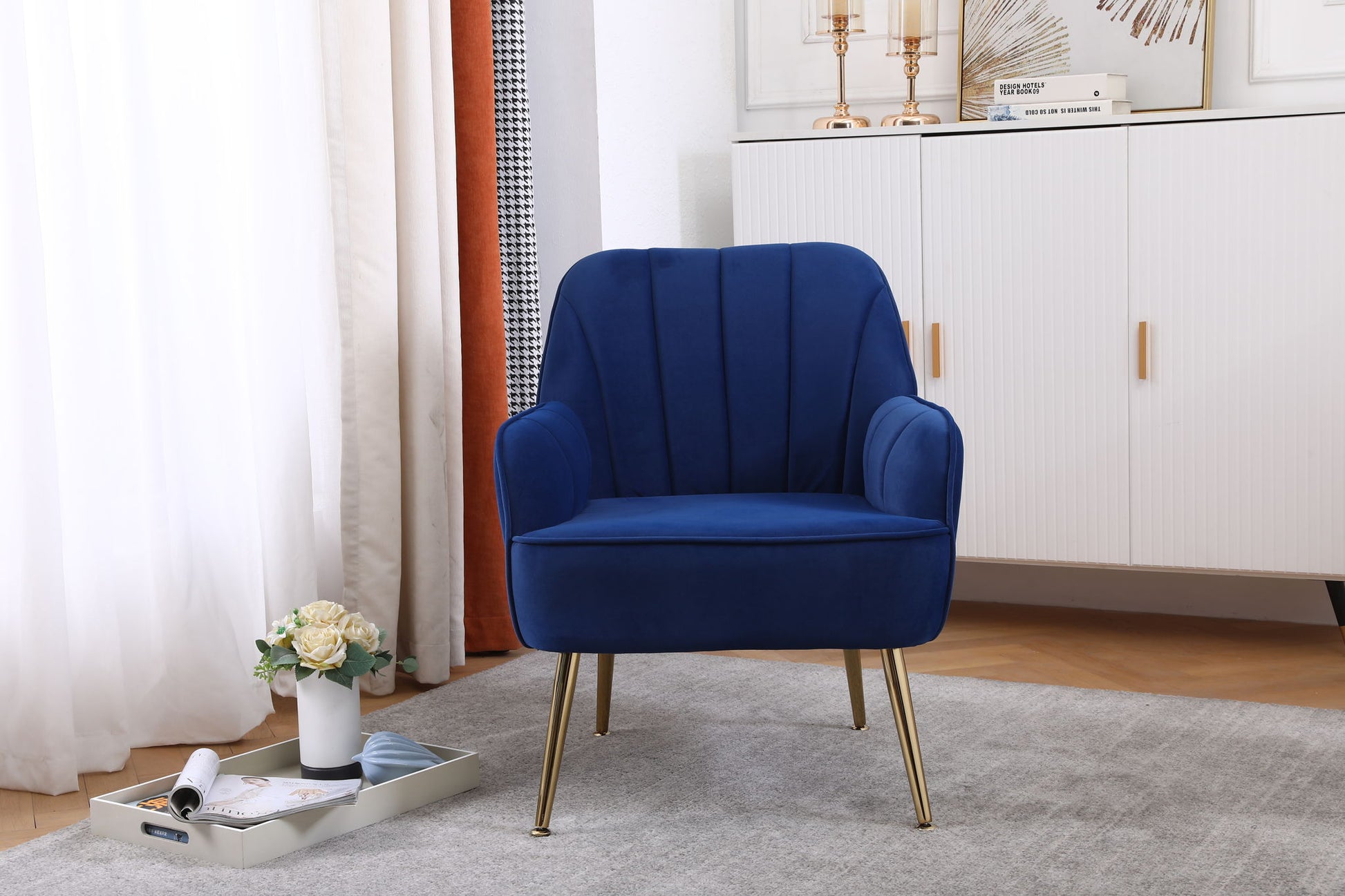 Modern Mid-Century Chair Tufted Sherpa Armchair For Living Room Bedroom Office