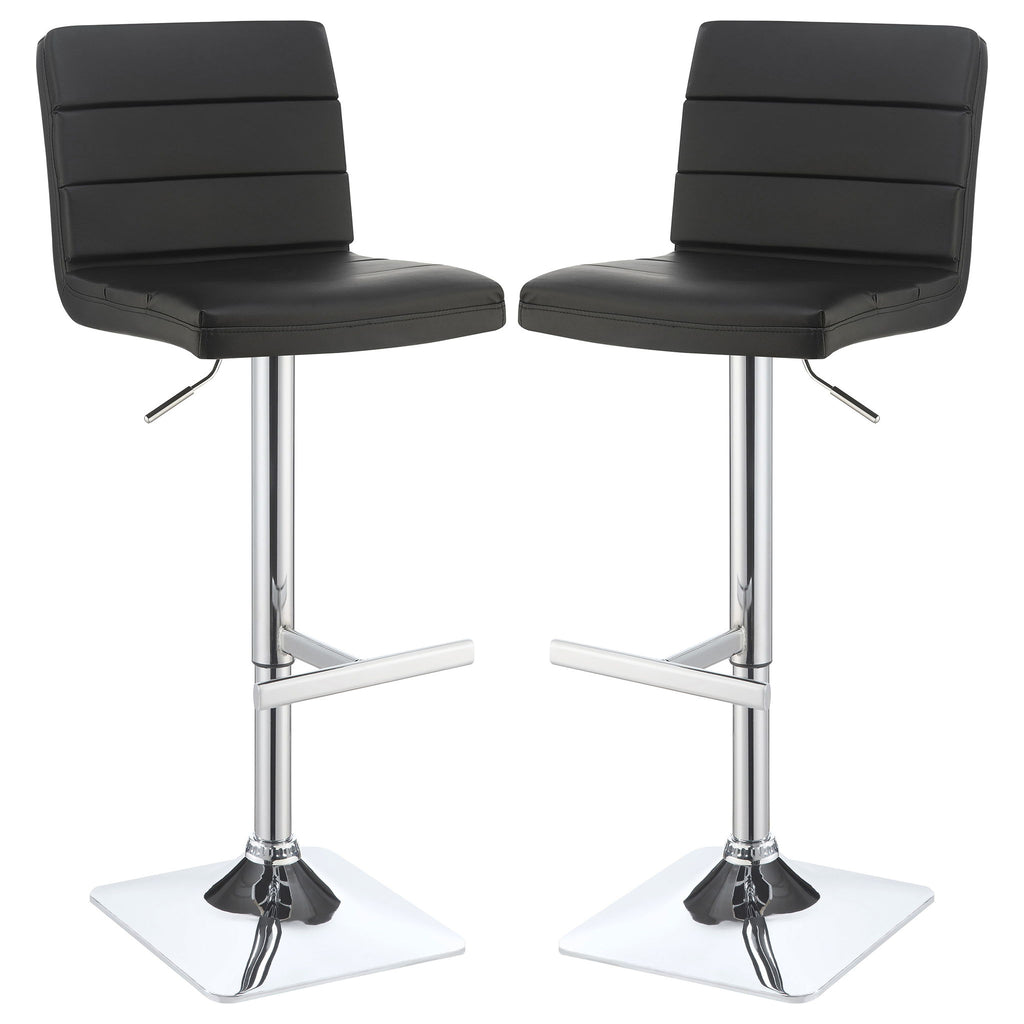 Adjustable Tufted Bar Stool (Set of 2) - Black