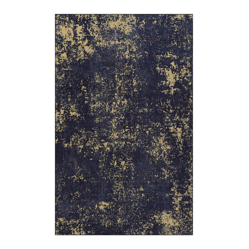 Maval - 6' X 9' Washable Area Rug - Black / Gold