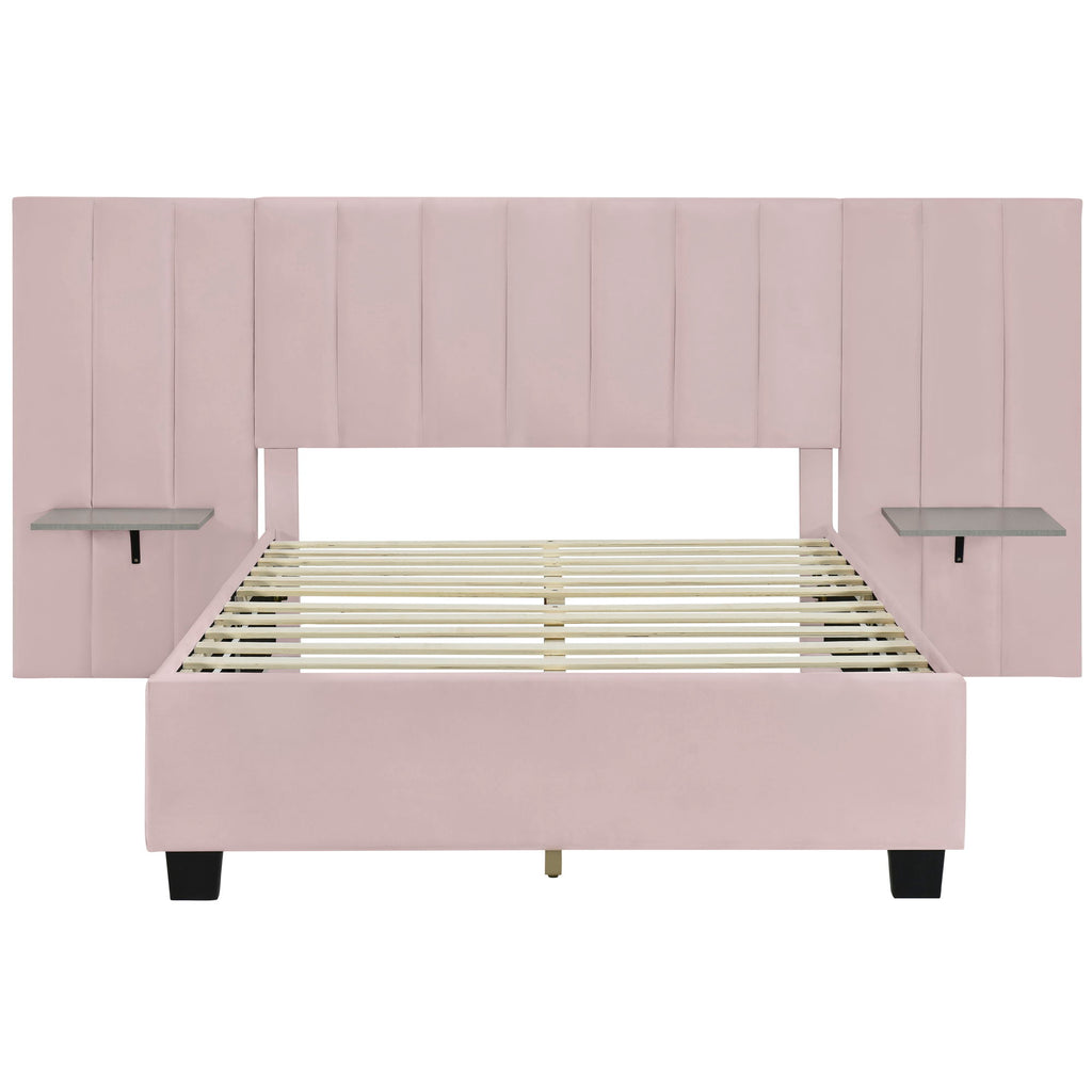 Upholstered Platform Bed With Big Headboard