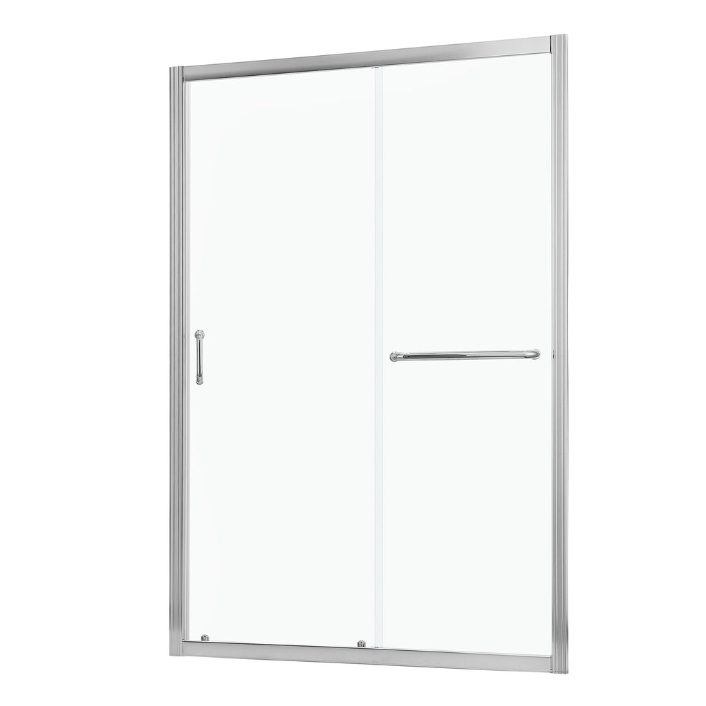 Single Sliding Bypass Shower Door, Tempered Glass Enclosure