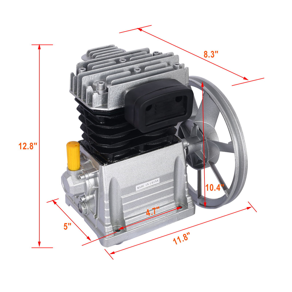 Piston 2Hp Air Compressor Head Pump 115Psi 1.5Kw - Silver