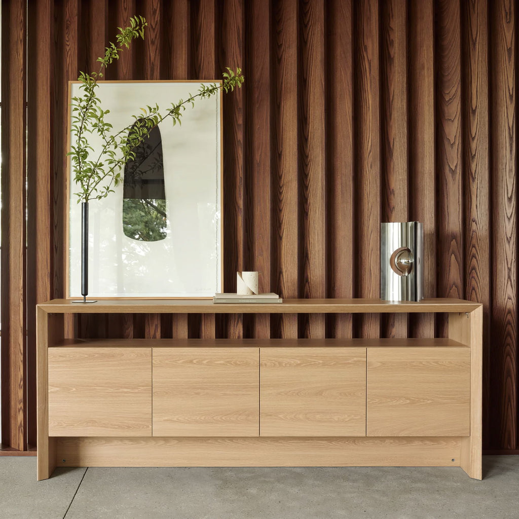 Arlo - Waterfall Sideboard Cabinet With Open Shelf And Hidden Storage
