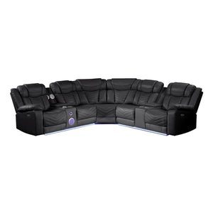 Challenger - Recliner Sectional Sofa, Built In USB, C Ports & Bluetooth