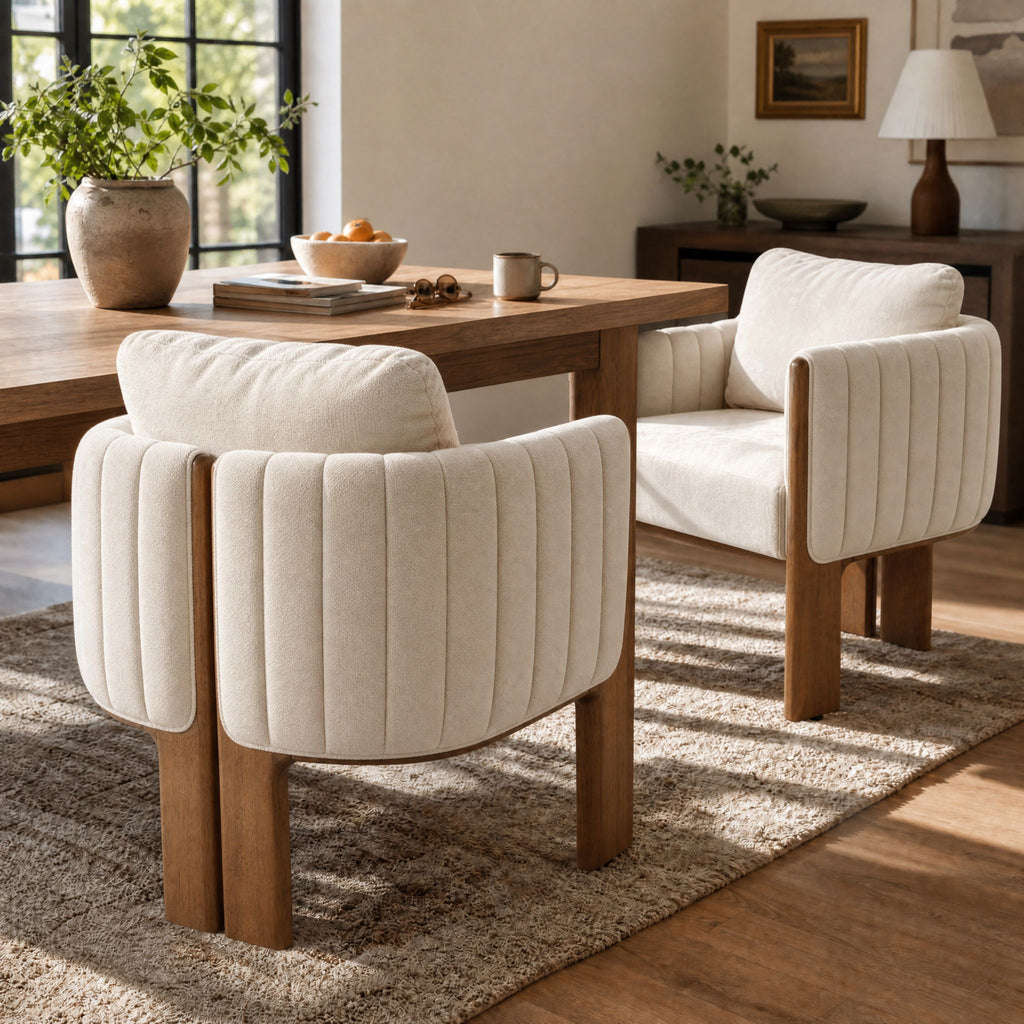 Upholstered Dining Chair With Vertical Channel Tufting