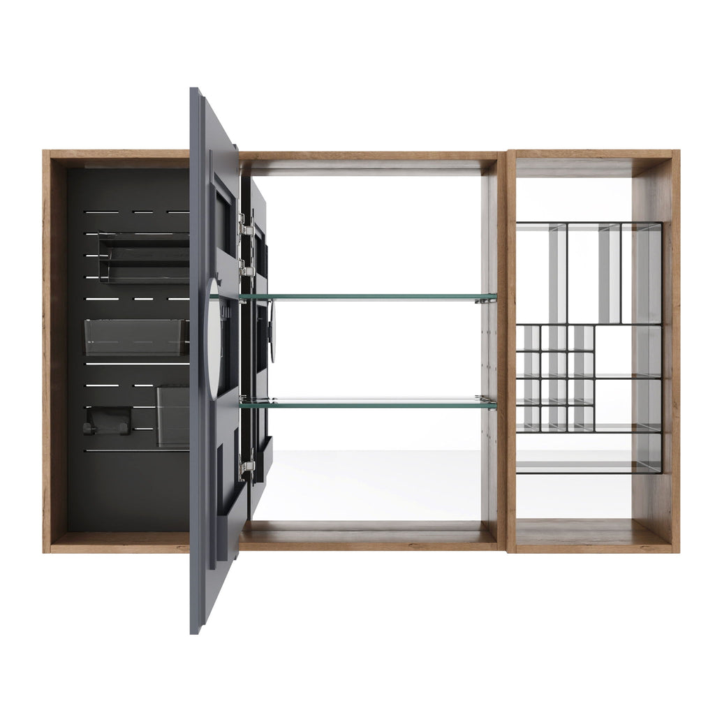 Wall Mounted Bathroom Mirror Cabinet With Storage - Imitative Oak