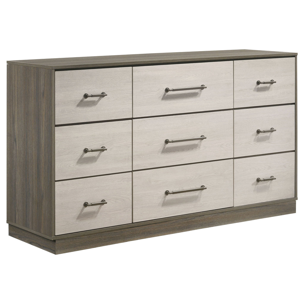 Edmondson - 9 Drawer Dresser With Hidden Jewelry Tray - Natural / Gray
