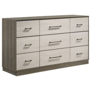 Edmondson - 9 Drawer Dresser With Hidden Jewelry Tray - Natural / Gray