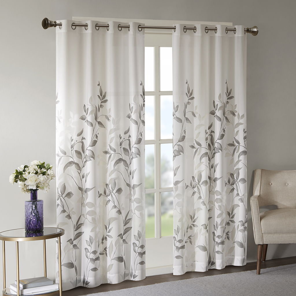 Cecily - 84" Burnout Printed Window Panel - Gray
