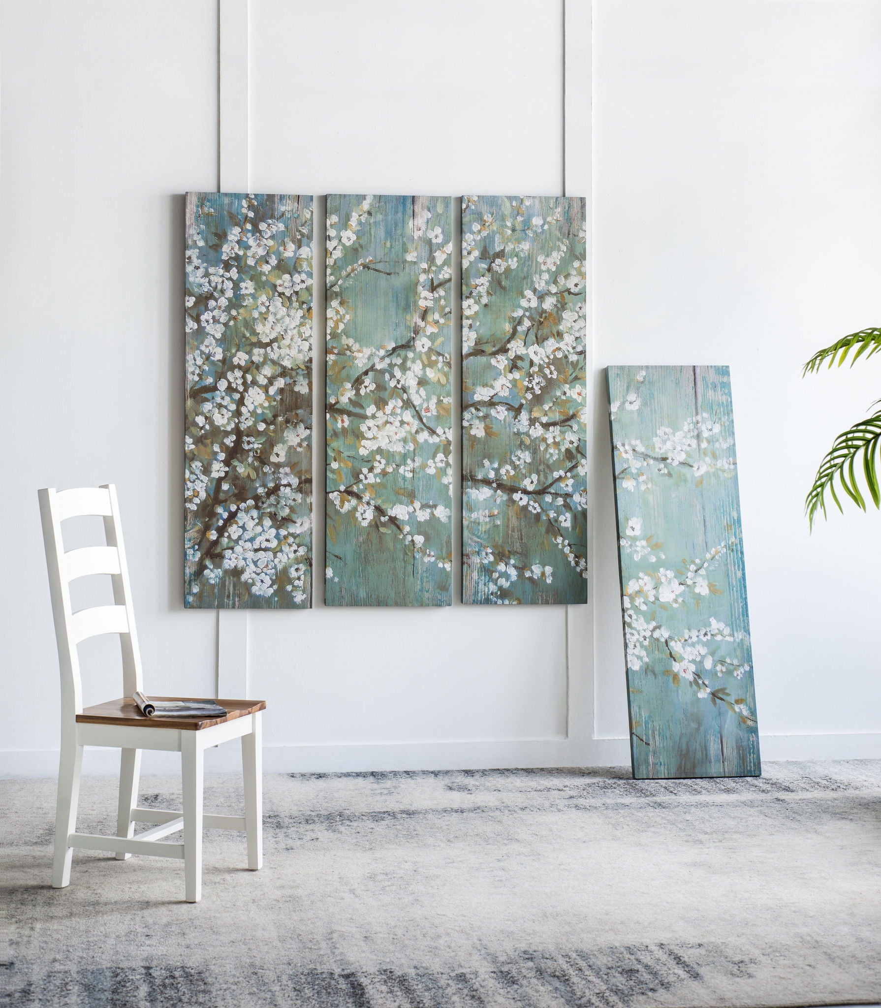 Saison Cherry Blossom Canvas Print, Wall Decor For Living Room (Set of 4) - Multicolor