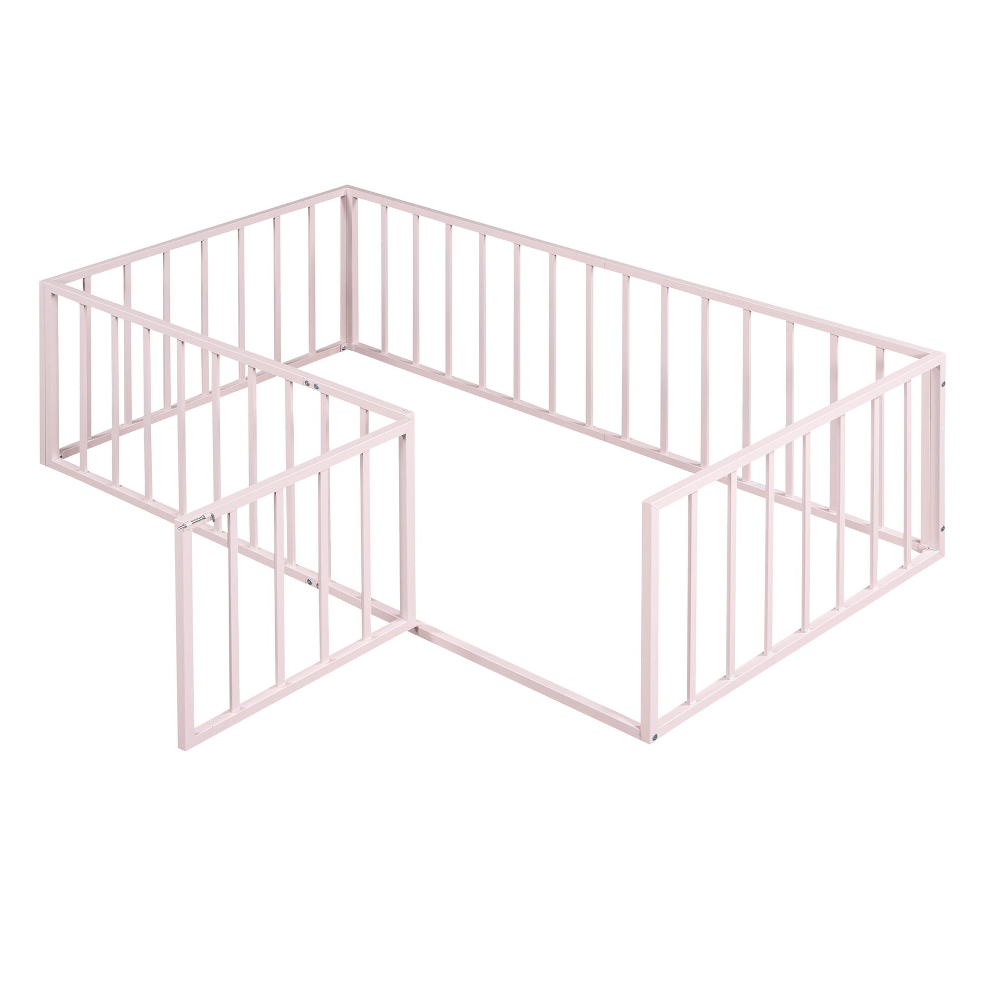 Metal Floor Bed Frame With Fence And Door