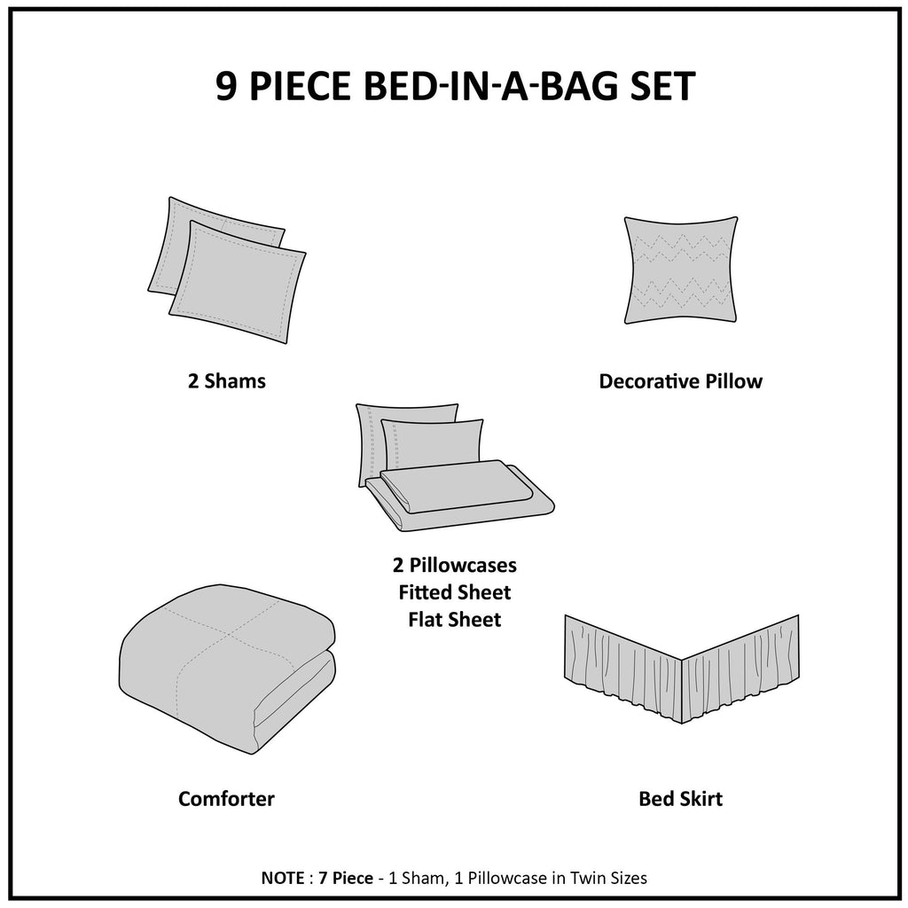 Maible - California King Complete Comforter And Sheet Set - Purple