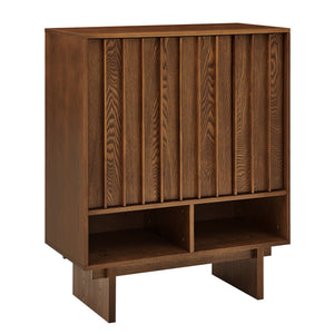 Sideboard Buffet Cabinet With Grille Slat Design With 3 Doors And Adjustable Shelves