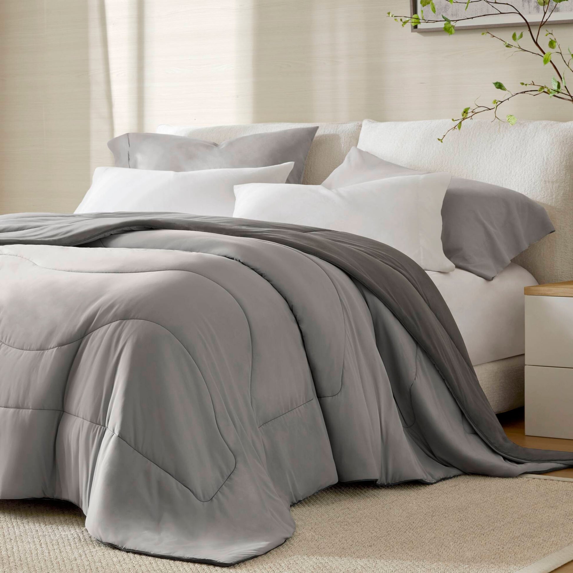 King/California King Reversible Tencel Comforter Blanket - Gray