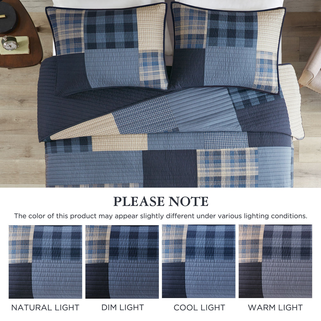 Winter Hills - Oversized Cotton Quilt Set - Blue