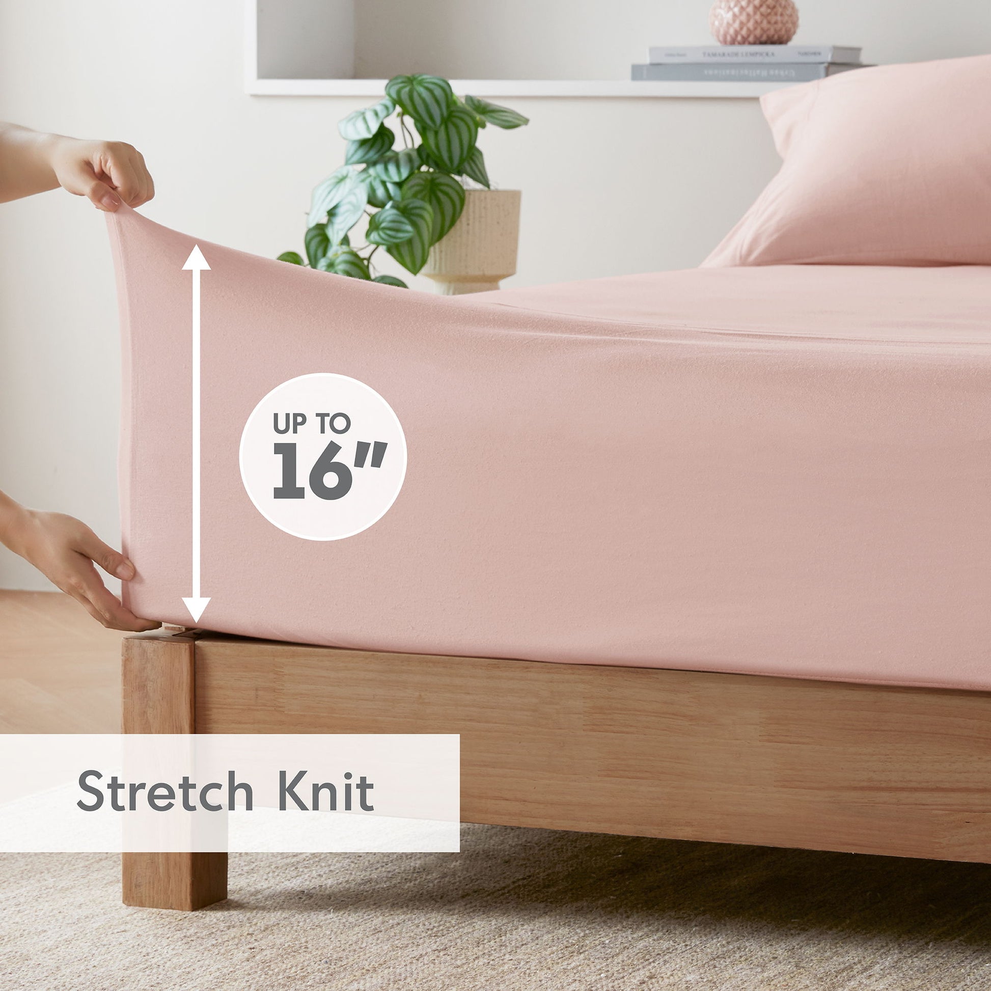 Blend Jersey Knit - 4 Piece Queen All Season Sheet Set - Blush