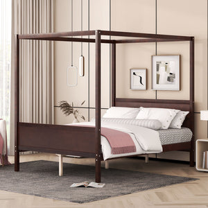 Canopy Platform Bed With Headboard And Footboard, Slat Support Leg
