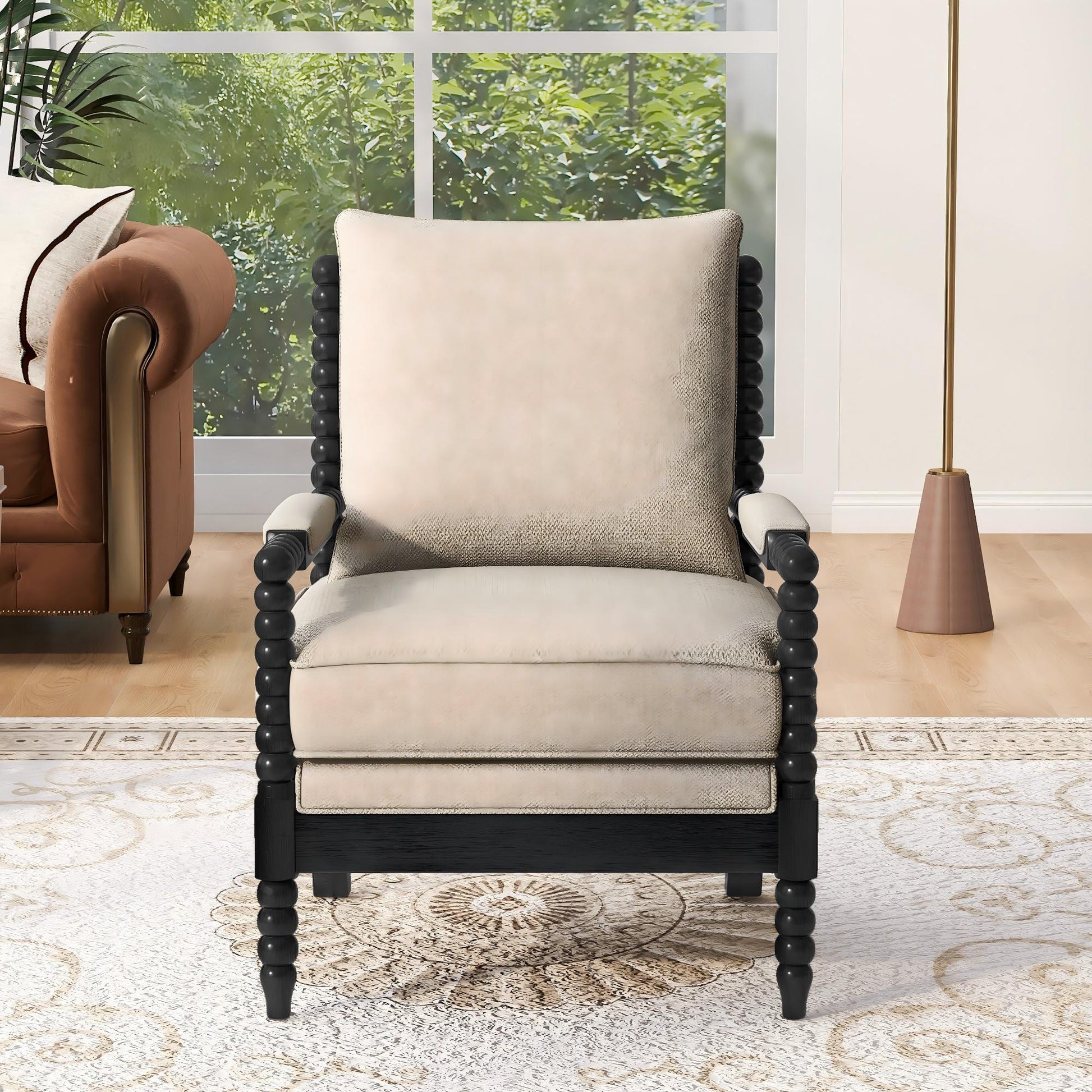 Upholstered Living Room Accent Chair - Black / Gray