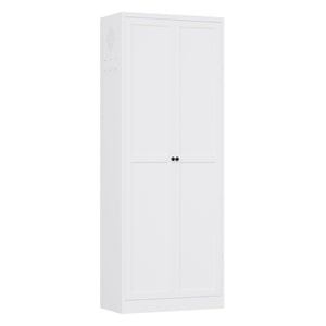 Kitchen Pantry Cabinet With Doors, Heavy-Duty Freestanding Storage Organizer With 5 Adjustable Shelves, Tool Free Assembly - White