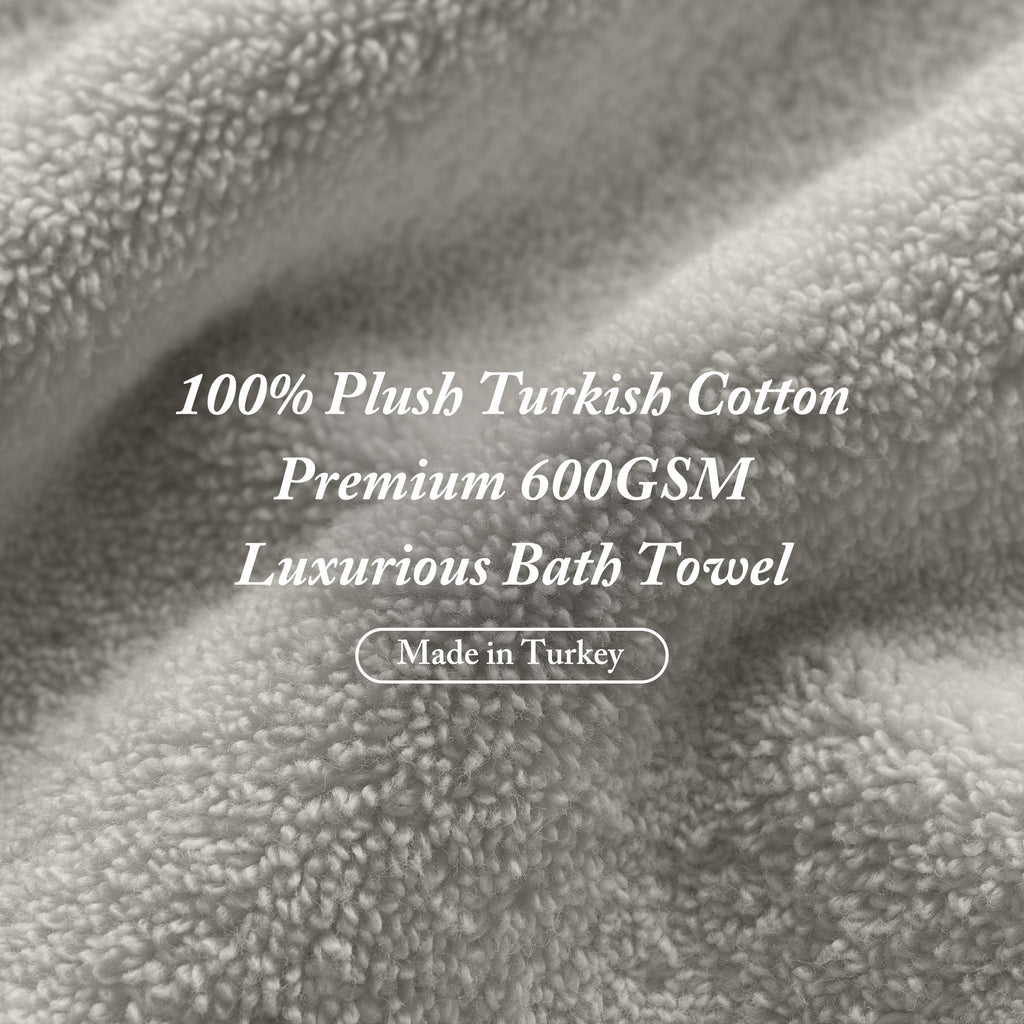 Turkish - 6 Piece Bath Towel Set - Gray