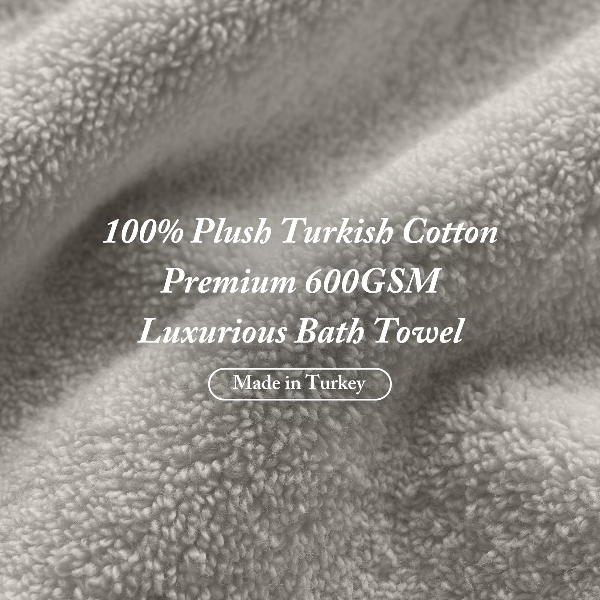 Turkish - 6 Piece Bath Towel Set - Gray