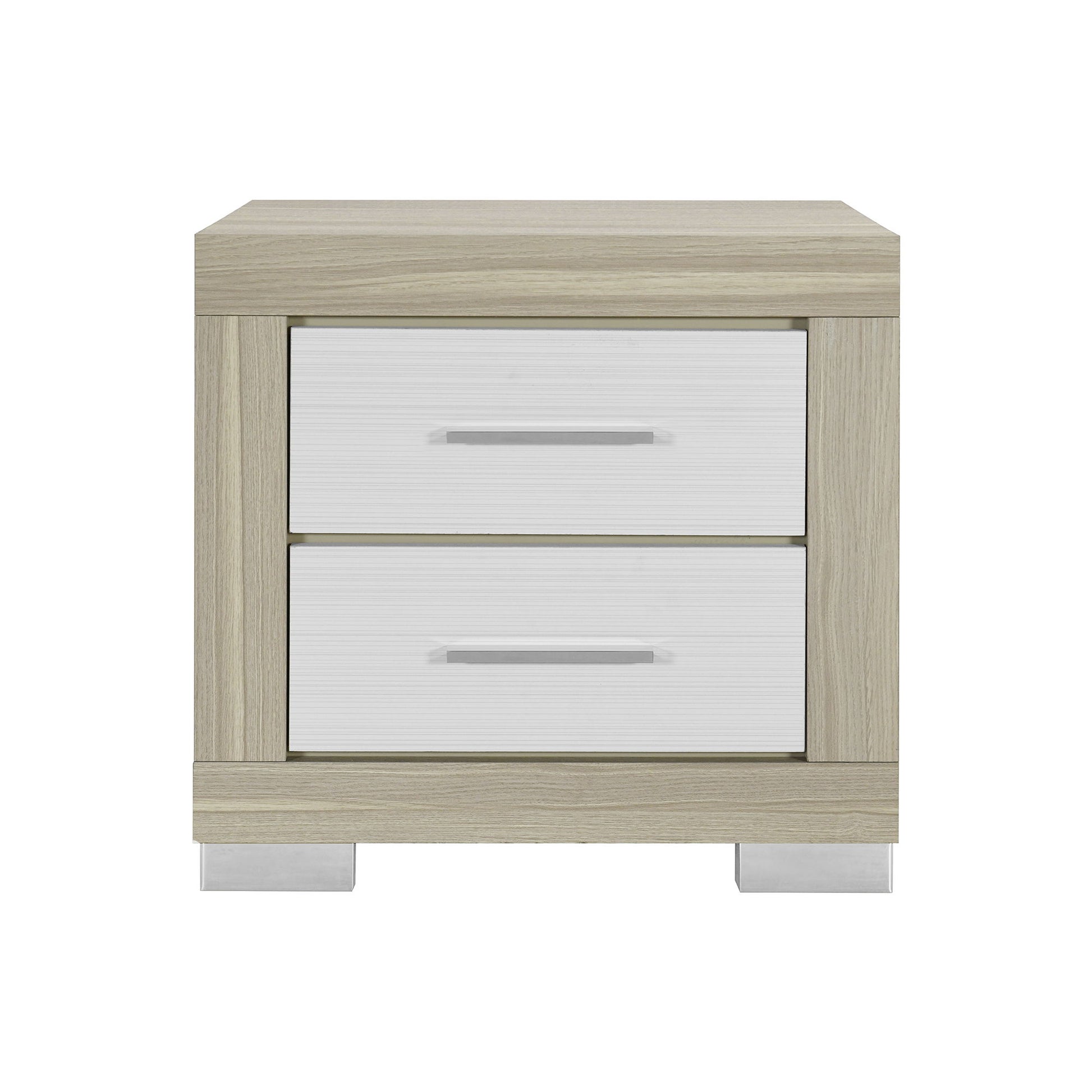 Elsa - 2 Toned Nightstand With Bar Handle And Spacious Drawers
