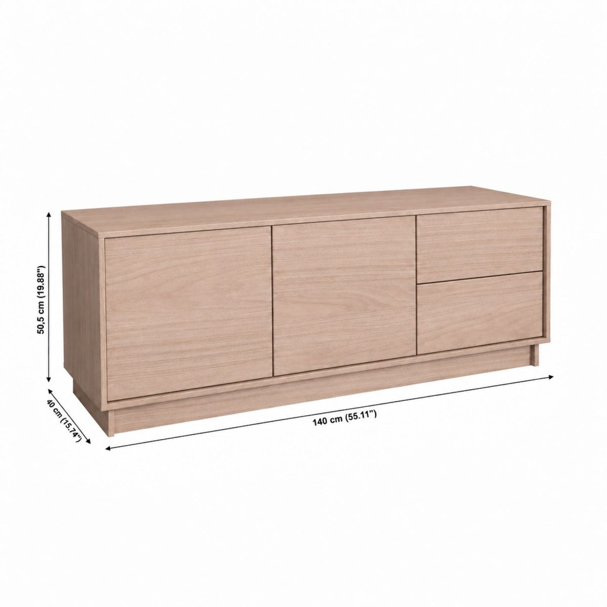 TV Stand For TVs Up To 60" With 2 Doors And 2 Drawers - Natural Walnut