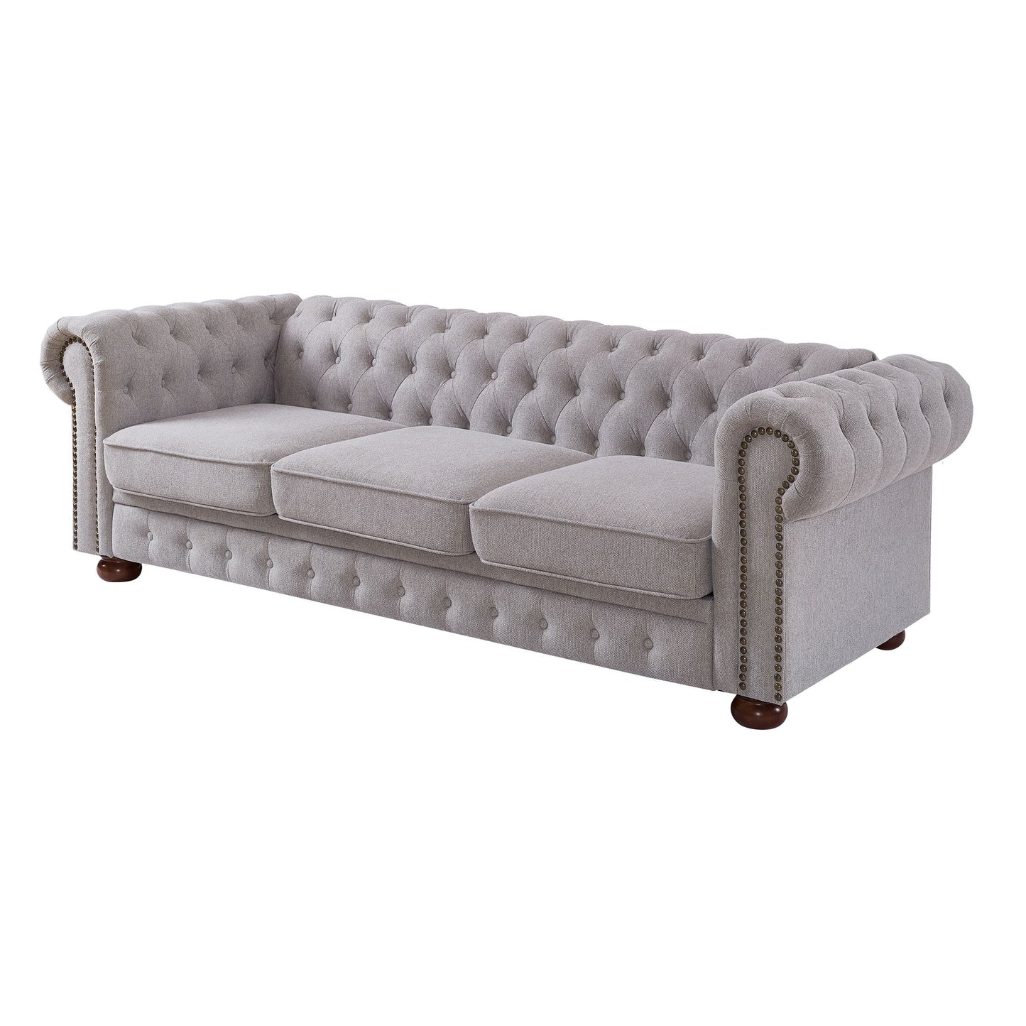 Gewnee - Upholstered Chesterfield Sofa - Light Gray