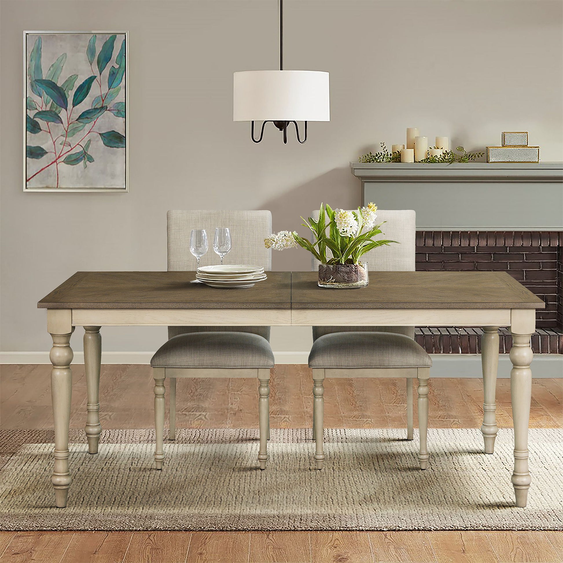 Fiona - 5-Piece Dining Set - Brown / Distressed White