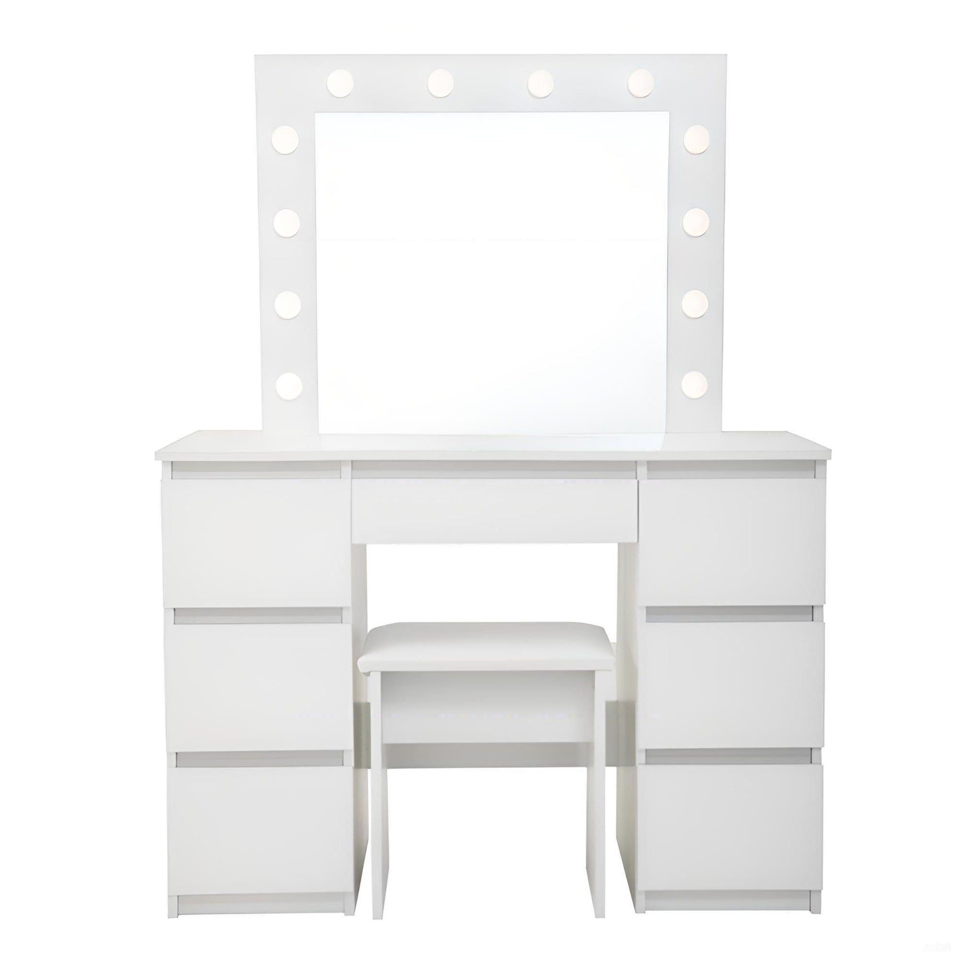 Large Vanity Tables With Mirror And Light - Matte White