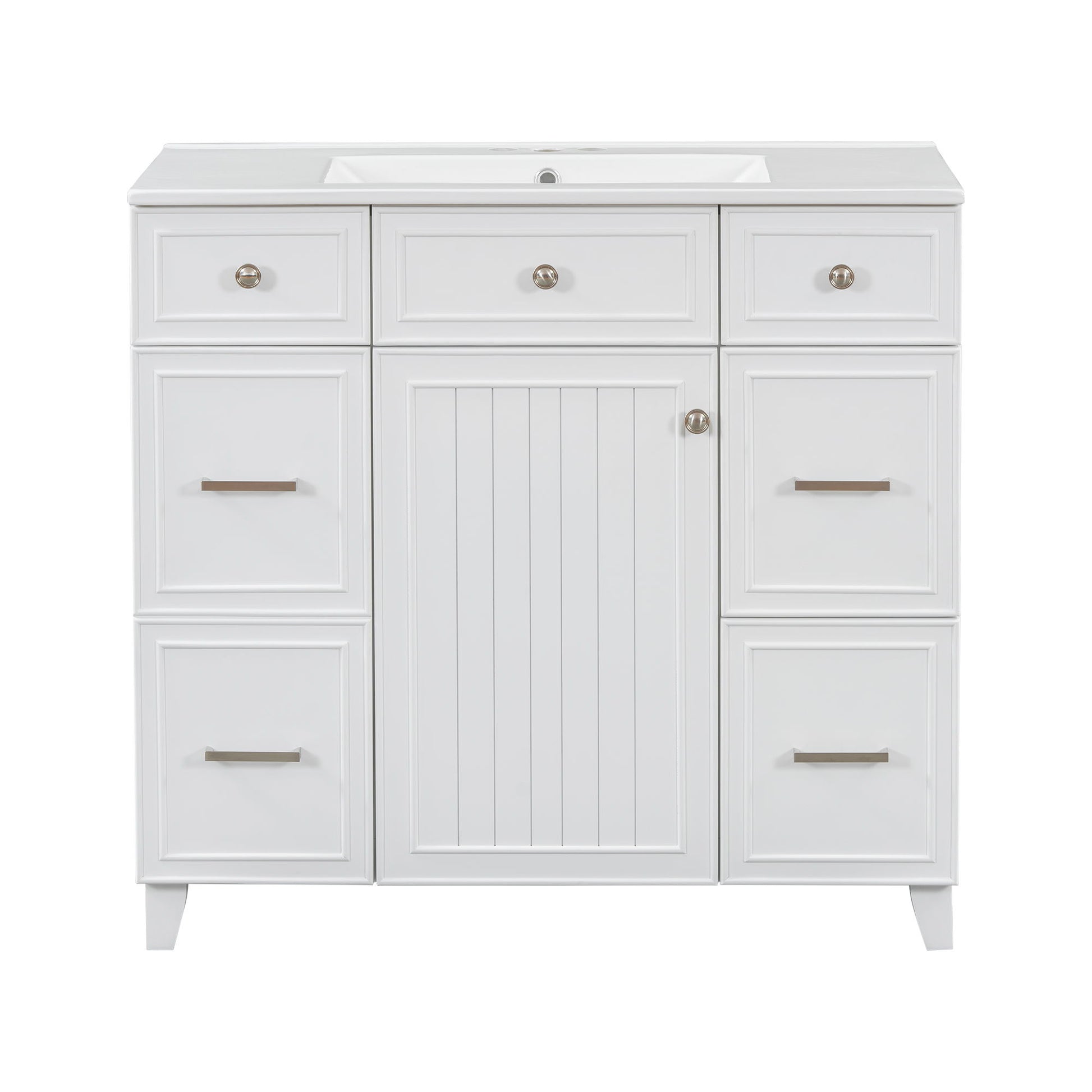 Bathroom Vanity With Ceramic Sink, Soft Close Doors, Adjustable Shelves