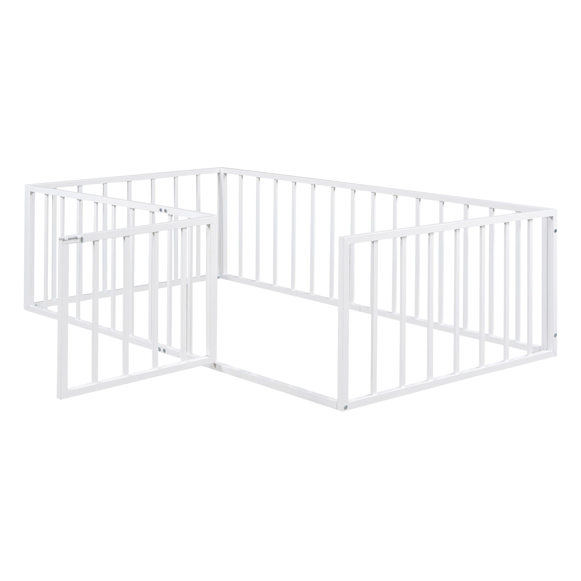 Metal Floor Bed Frame With Fence And Door