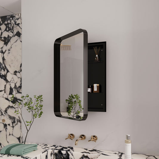 Recessed Metal Framed Medicine Cabinet With Mirror And Adjustable Shelves Wall Mirror With Storage For Bathroom