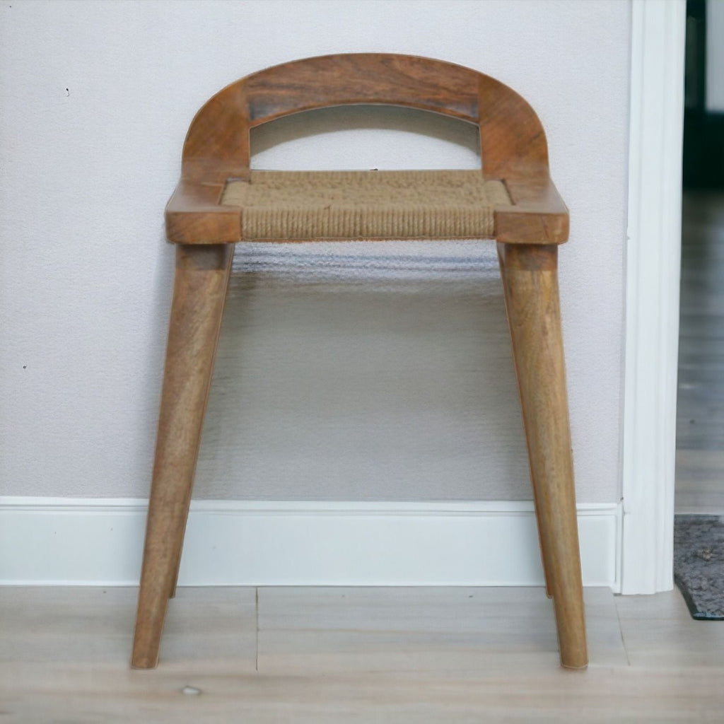 Woven Raised Back Stool - Oak