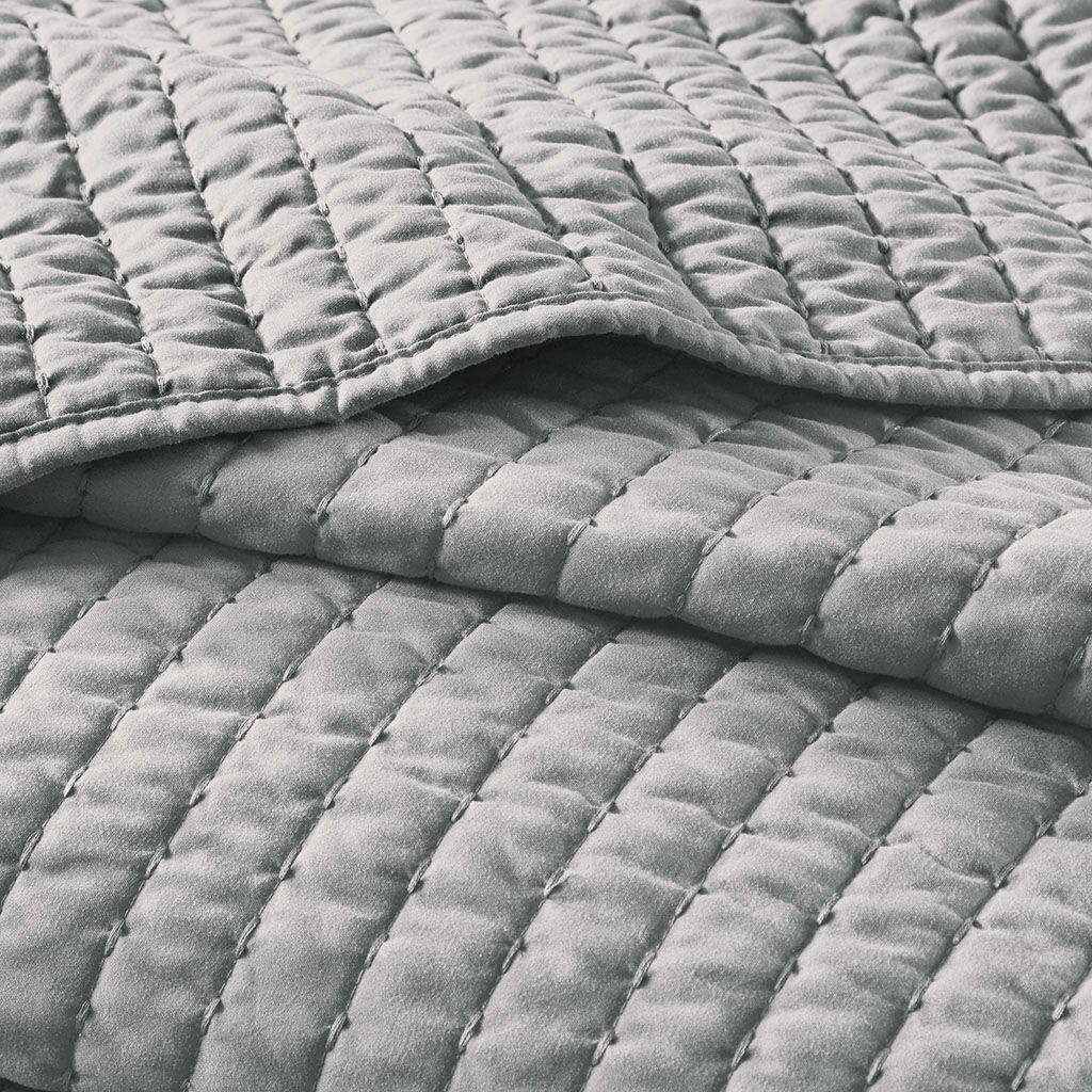 Keaton - Twin Reversible Coverlet Set - Gray
