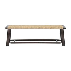 Farmhouse Modern Solid Wood Rattan Bench Multi Functional Design 59" Indoor & Covered Outdoor Bench - Walnut