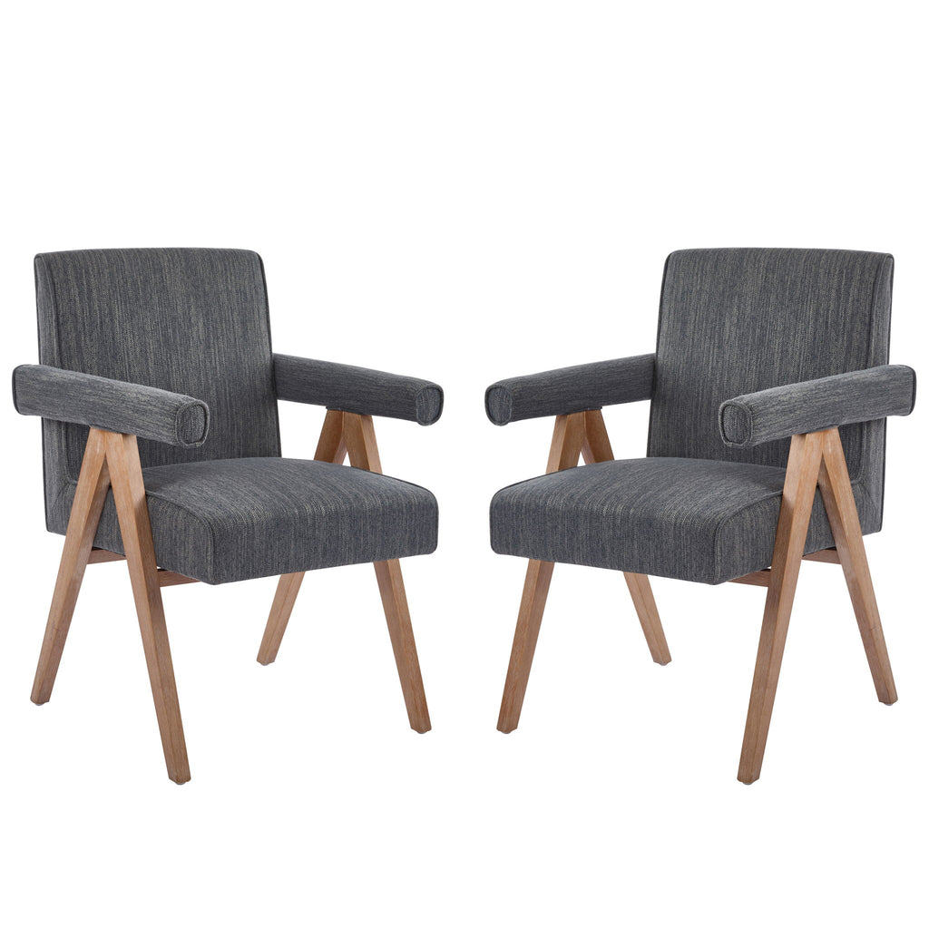 Contemporary Poppy Fabric Dining Armchair With Rubberwood Legs