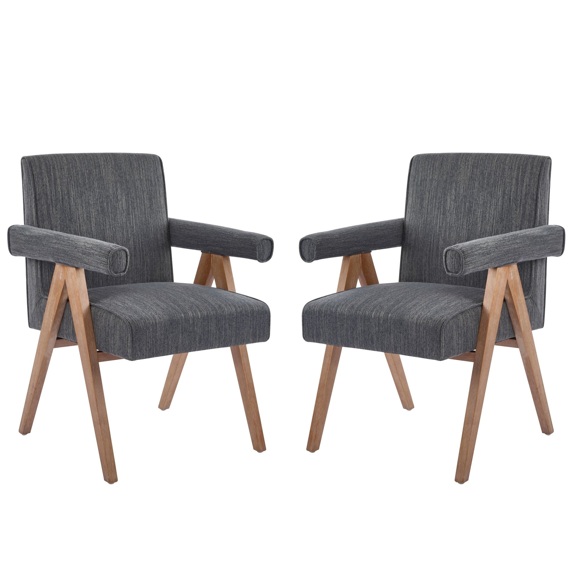 Contemporary Poppy Fabric Dining Armchair With Rubberwood Legs