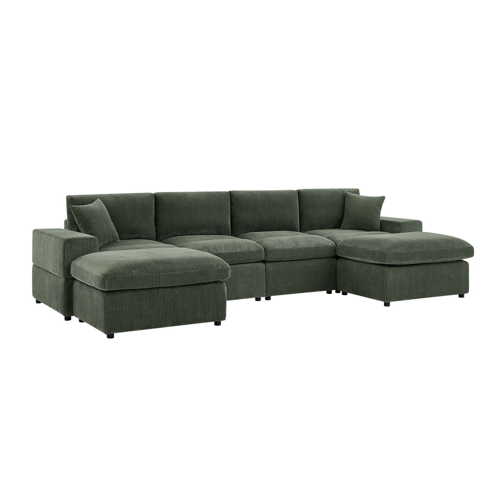 Upholstered Symmetrical Modular Sectional With 6 Seating