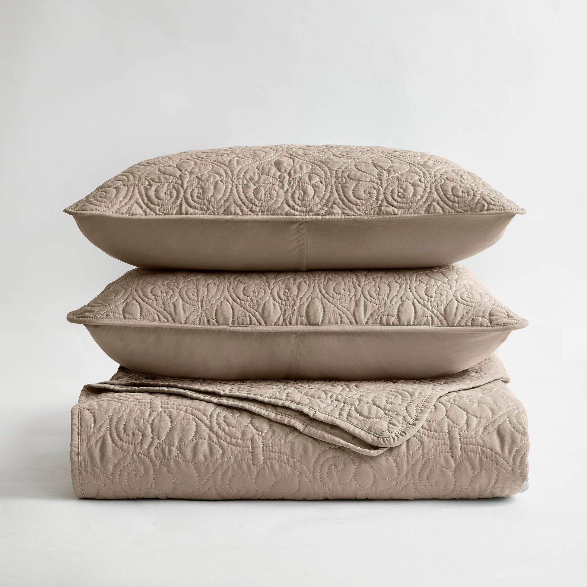 Quebec - King Reversible Coverlet Set - Neutral