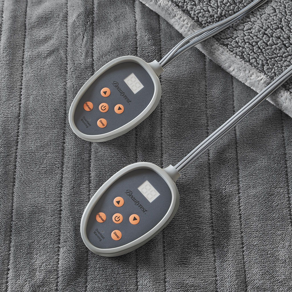 Heated Microlight to Berber - Blanket - Gray