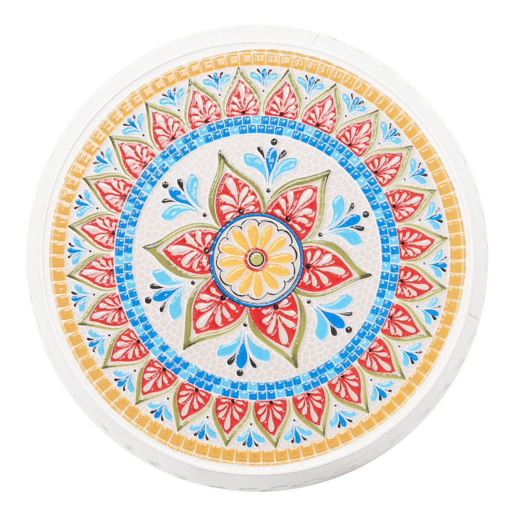 Ruby - Boho Mosaic Side Table With Ceramic Tile Top