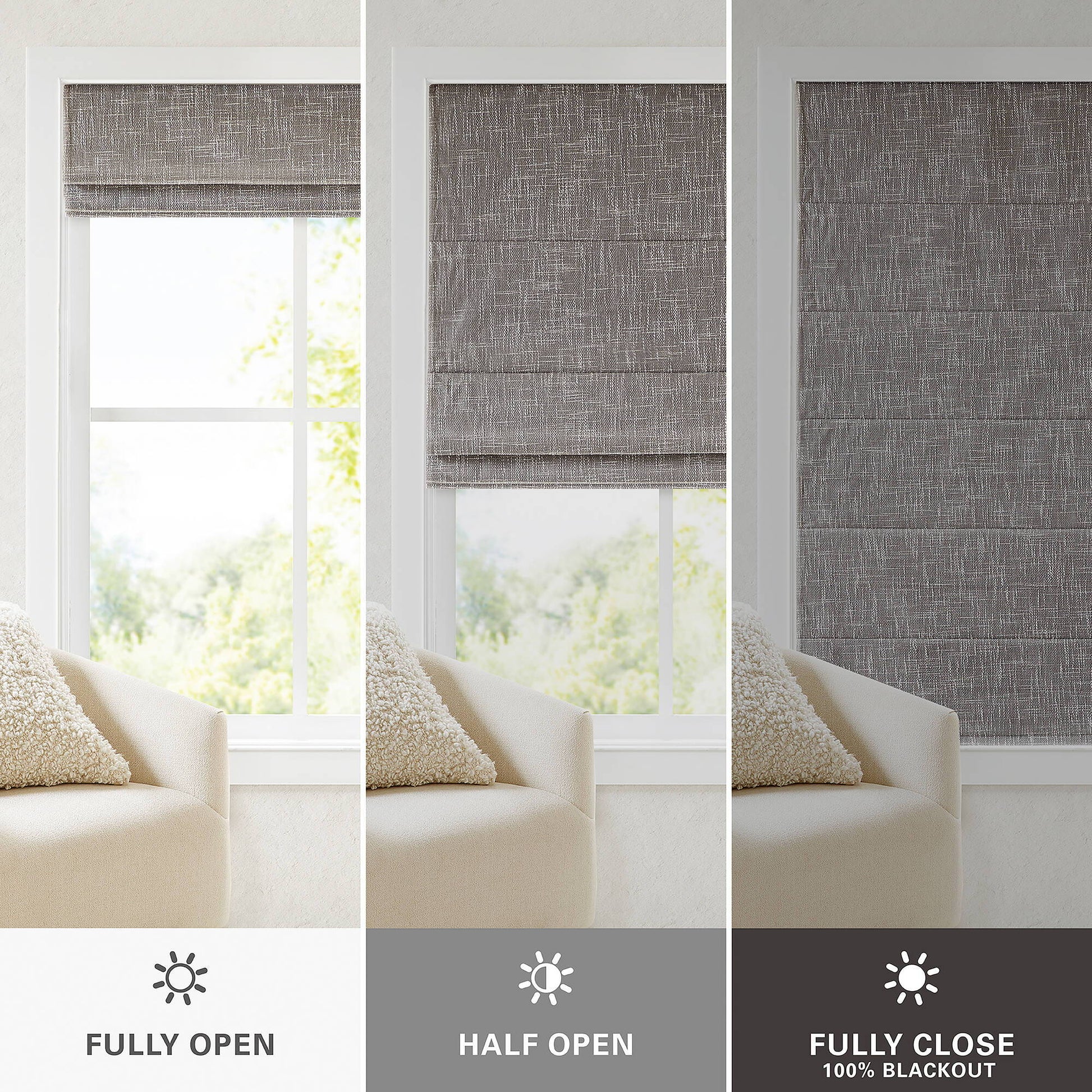 Quincy - 29x64" Total Blackout Cordless Roman Shade - Gray