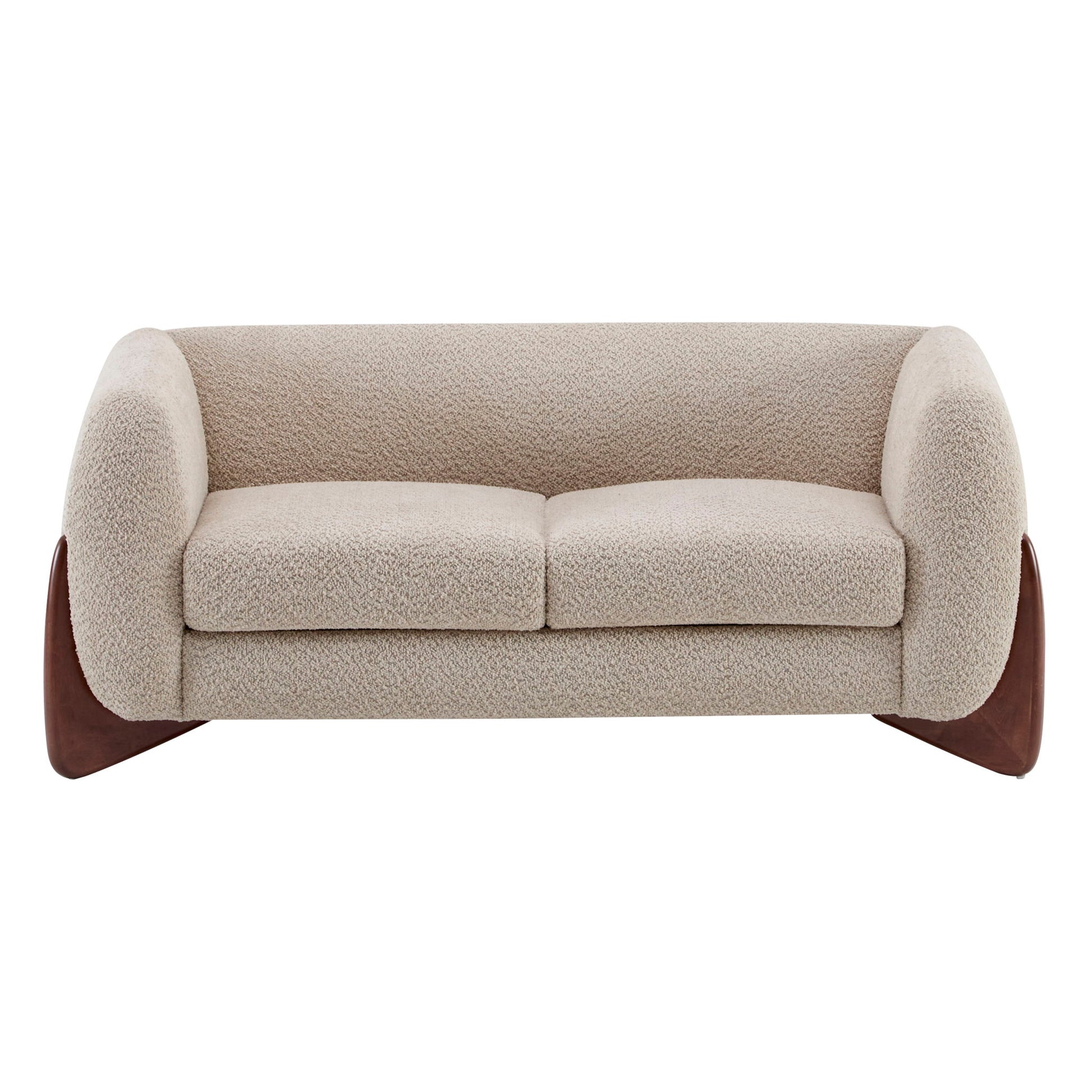 Contemporary Boucle Sherpa Sofa With Birch Wood Legs