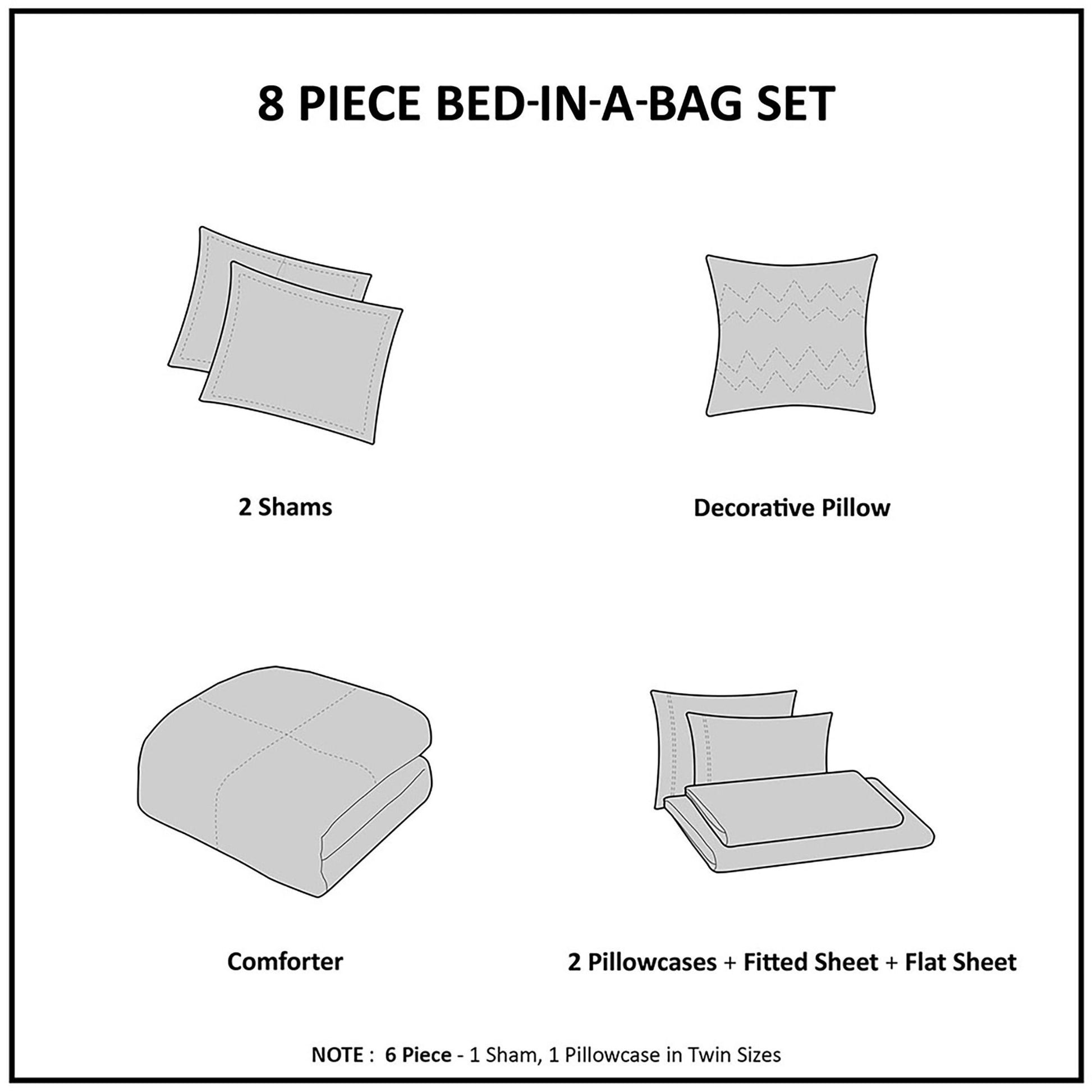 Vinnie - Twin Long Comforter And Sheet Set - Aqua