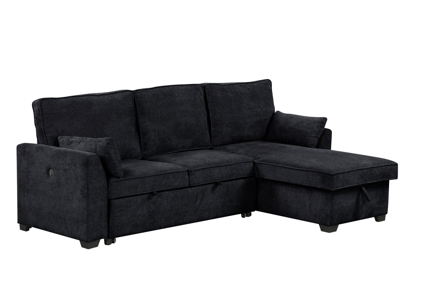 Ember - 92"W Fabric Sleeper Sectional with Reversible Storage Chaise