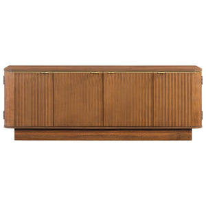 TV Stand, Fluted Media Console With Adjustable Shelves And Cable Holes